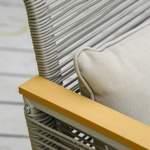 Wyld Haus Rotoyo Kaha Grey Rattan String 4 Seater Outdoor Furniture Set With Cushions