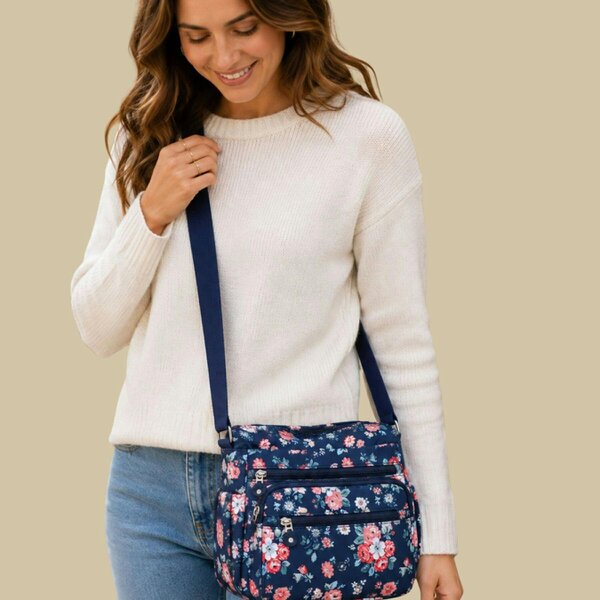 Love EMVY Floral Multi Pocket Crossbody Bag