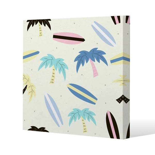 Benjamin Tate Design Surf Boards & Palm Trees (Canvas Print)