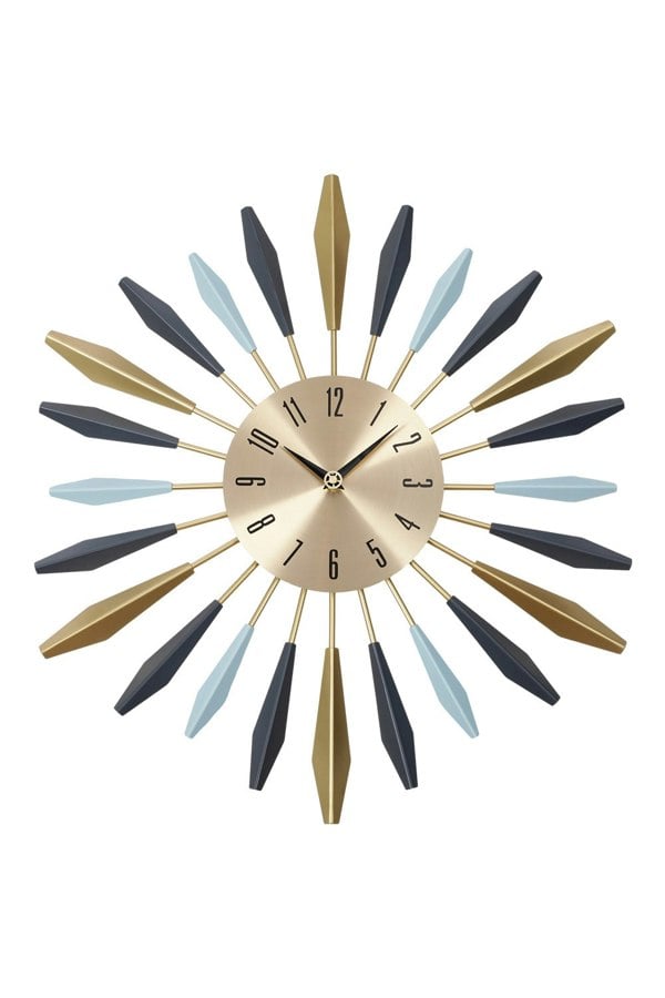 Living and Home Metal Starburst Decorative Wall Clock