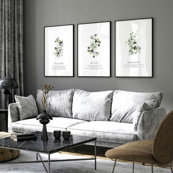 Living room wall prints | set of 3 Christian wall art prints