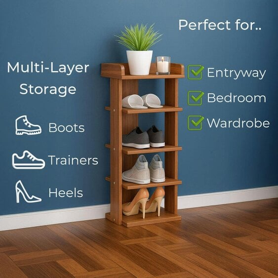 Neo Walnut Multi-Layer Wooden Shoe Rack