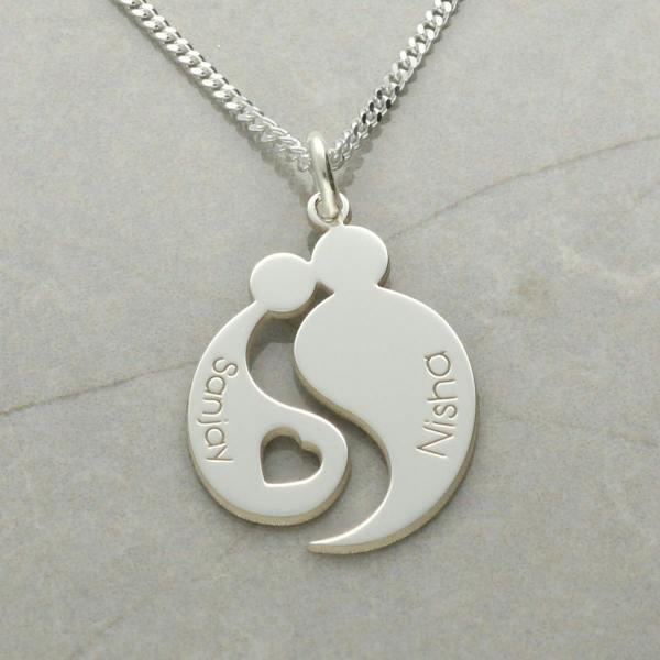 Personalised Mother And Child Necklace in Sterling Silver - Love Silver Jewellery