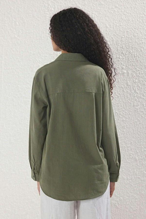 WOVCOR Linen Look Oversized Woven Shirt