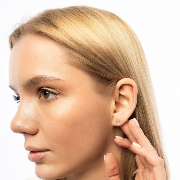 Spero London 9ct Solid Gold Marquise Stud Earrings