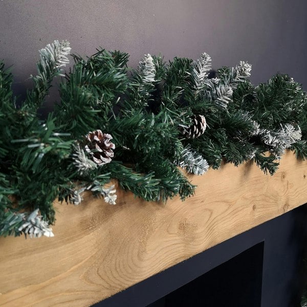 Samuel Alexander 2.7m Snow Tipped Christmas Garland with Pine Cones and Mixed Needles