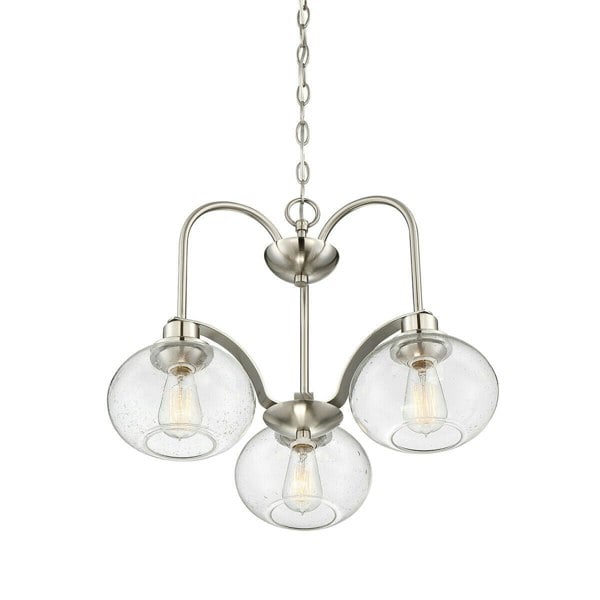 1 Bulb Chandelier Hanging Pendant LIght Brushed Nickel LED E27 60W Bulb Loops