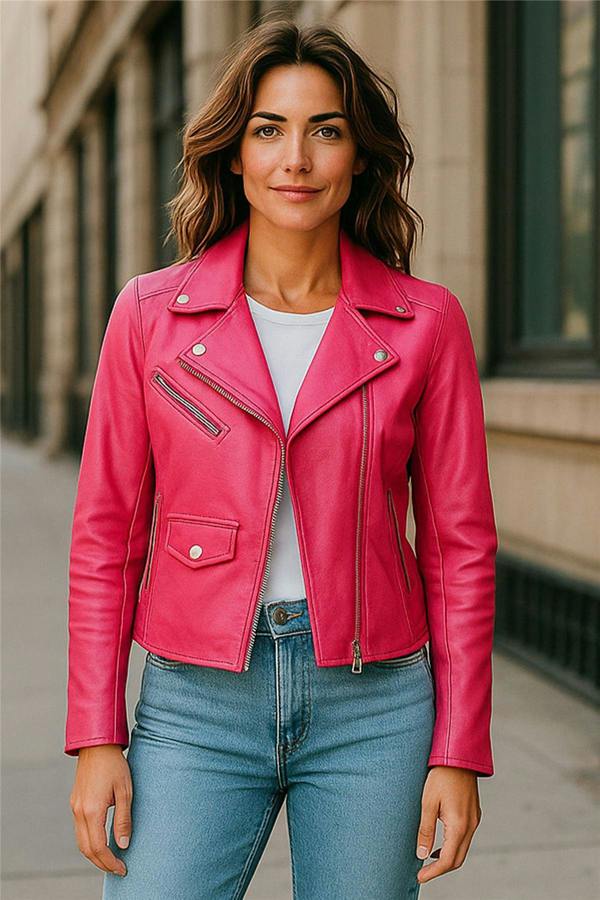 Infinity Leather Women's Classic Brando Biker Leather Jacket - Broome