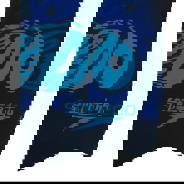 Speedo Junior Slogan Print Silicone Swim Cap in blue with wave design