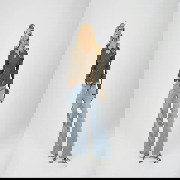 Brave Soul Light Brown Long Sleeve Collared Textured Jersey Top - Light Brown Image 3