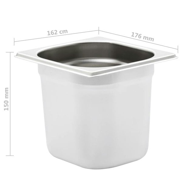 Berkfield Gastronorm Containers 8 pcs GN 1/6 150 mm Stainless Steel