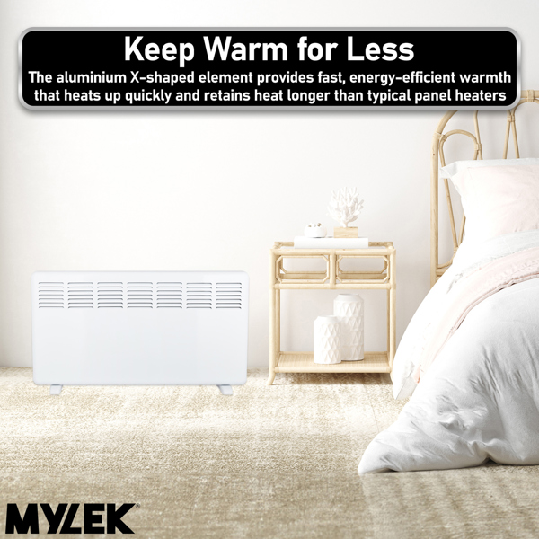 MYLEK Panel Heater 2KW Eco Smart WiFi App Radiator Electric Low Energy with Timer and Thermostat