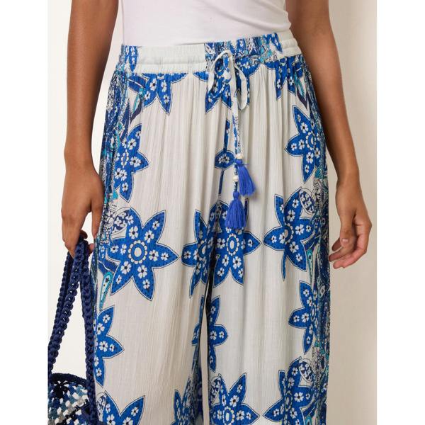 Blue Vanilla Paisley Floral Wide Leg Printed Trousers