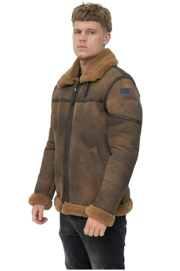 Infinity Leather Mens Antique B3 Sheepskin Flying Jacket-Alameda