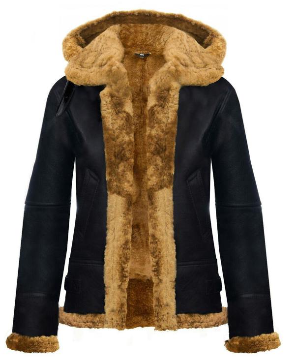 Infinity Leather Womens Hooded Sheepskin Flying Leather Jacket-Palermo