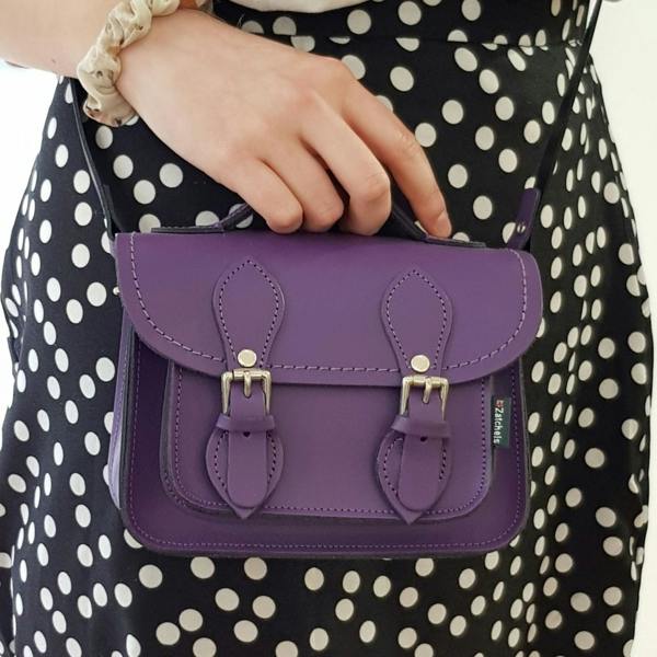 Zatchels Leather Micro Satchel - Purple - In Stock & Ready to Ship