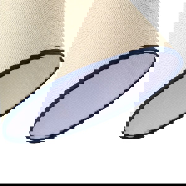 Traditional Rattan Tweed Lamp Shade with Navy Blue Cotton Fabric Trims Image 5