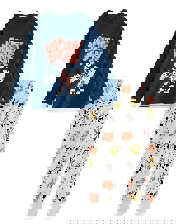 Disney Boys Blue Mickey Mouse Long Sleeve Long Leg Pyjama Set