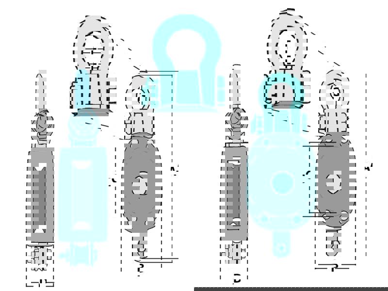 Wooden Pulley Block with Shackle 3" 0.2 Ton (Single Sheave Marine 200KG 0.2 Ton)
