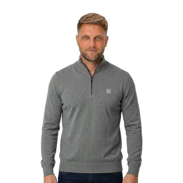 BOSS Kanobix Zip Neck Jumper Grey