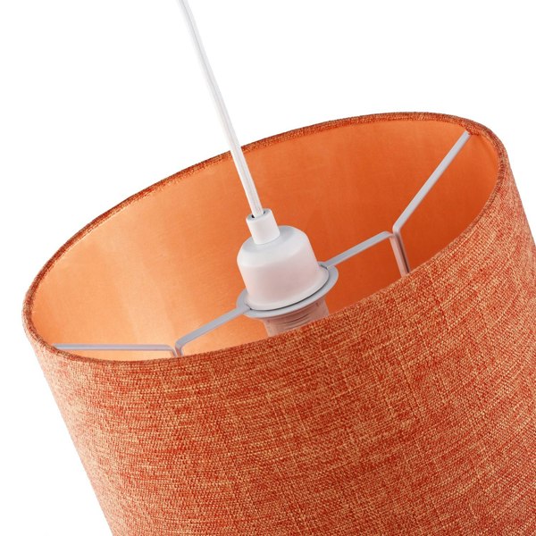 Contemporary and Sleek Orange Natural Linen Fabric Drum Lamp Shade 60w Max Image 4