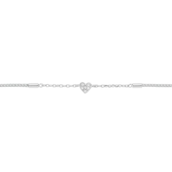 BLOOMTINE Mini Heart Sterling Silver Silk Cord Bracelet