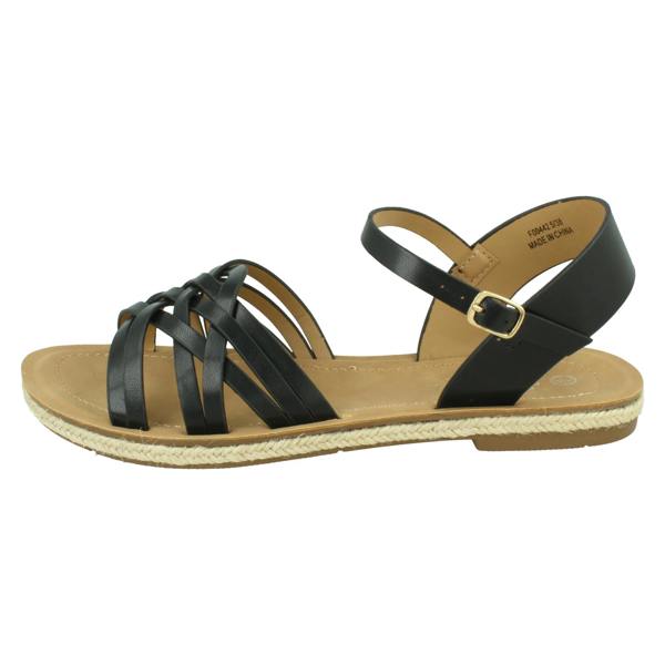 Savannah Ladies Savannah Flat Ankle Strap Sandal with Weaved Upper F00442