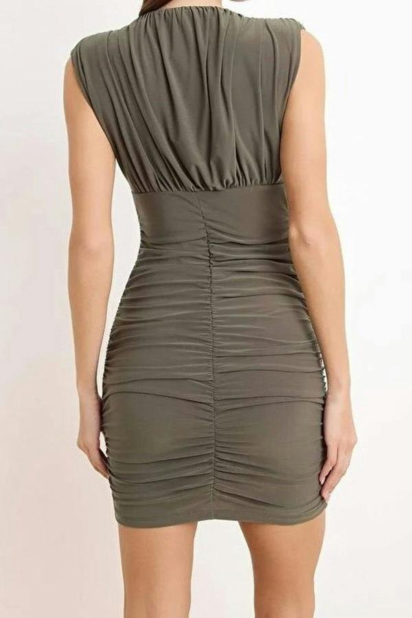 WOVCOR Mini Knitted Draped Evening Dress