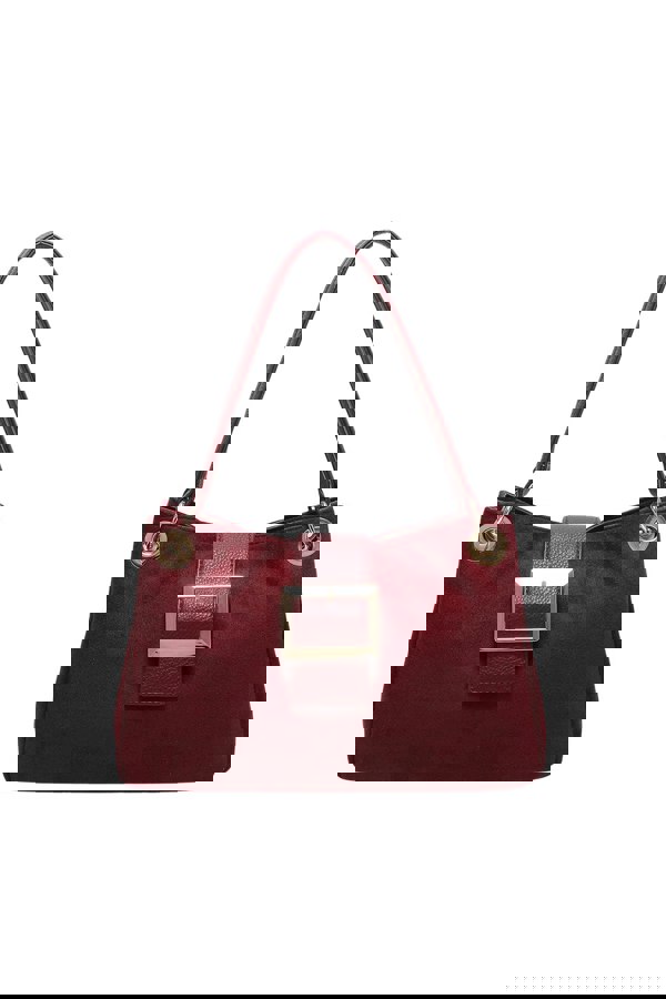 Kitise Shoulder Bag with Buckle Accent and Dual Top Handles