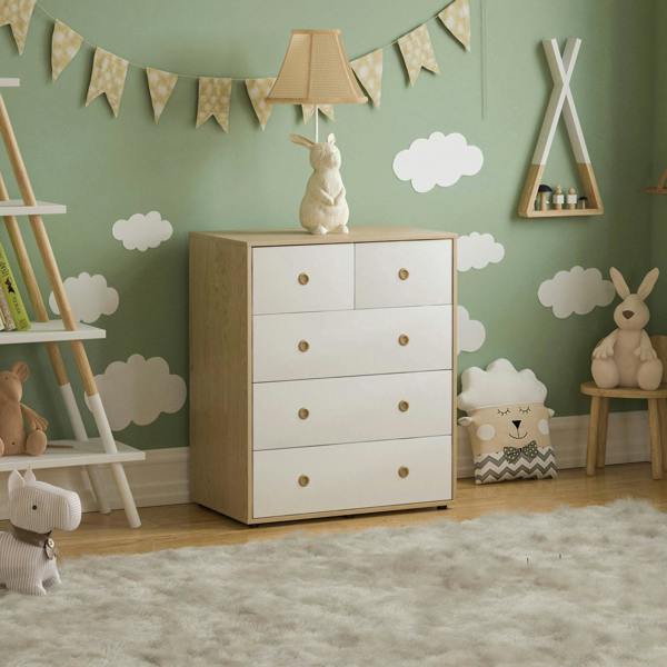 Junior Vida Neptune 5 Drawer Chest, Blue & Oak