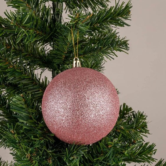 Shatchi Pink Shatterproof Christmas Bauble Set, 10cm Tree Decorations in 3 or 6 Piece Pack Sizes