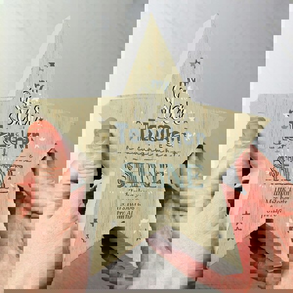 Personalised Memento Company Personalised My Star Teacher Rustic Wooden Star Decoration