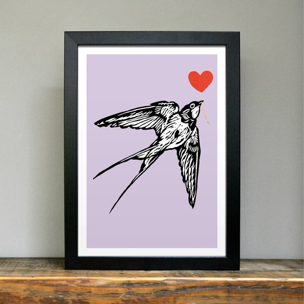 Hands & Hearts Swallow feathered friends print