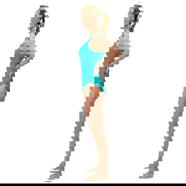 Teal Speedo shaping aquanite swimsuit with halter neck and backless design