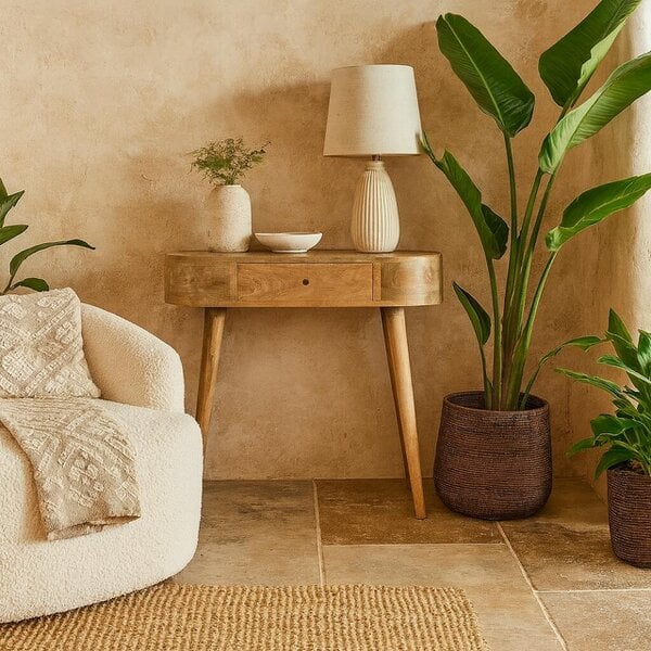 Wyld Haus Pisa Scandi  Natural Mango Wooden 1 Drawer Console Table