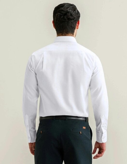 Men's White Self Textured Formal Shirt