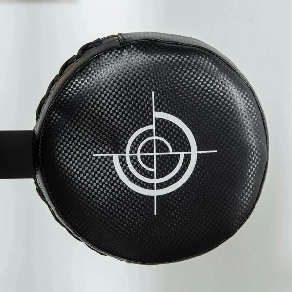 Black speed bag ball with white crosshair target graphic