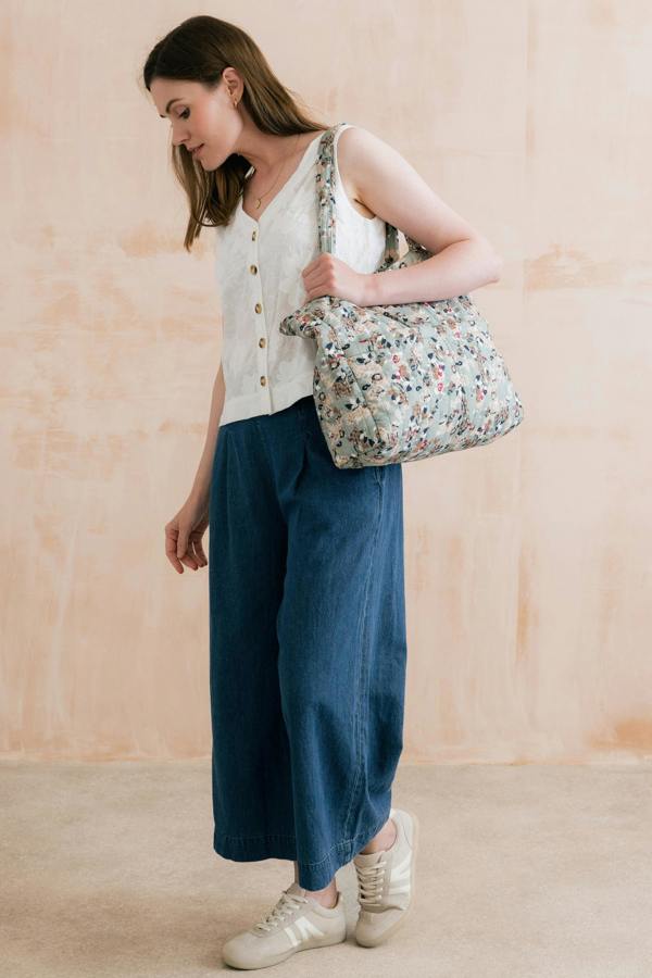 Lily & Me Ditsy Print Quilted Tote Bag Ocean