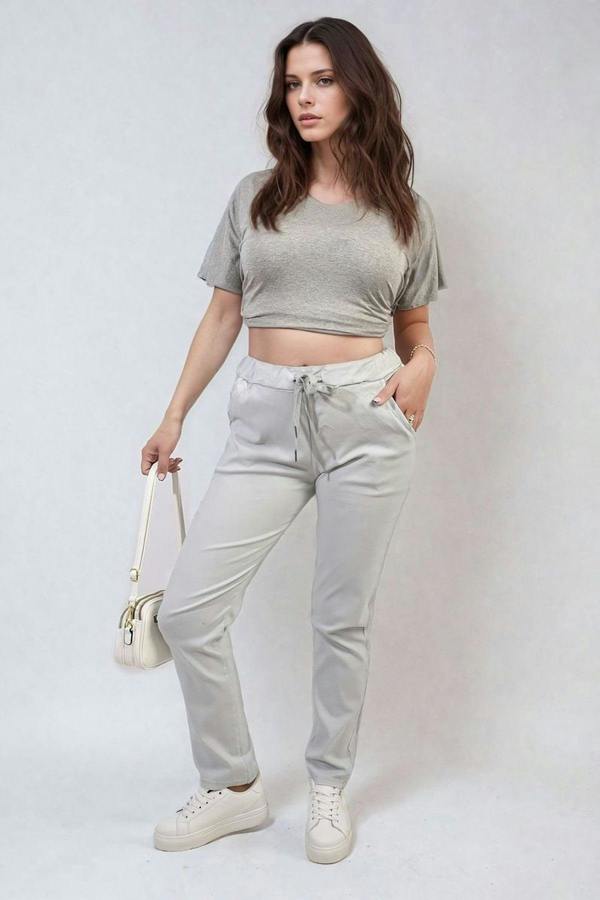 Delilah Casual Drawstring Trousers - Grey