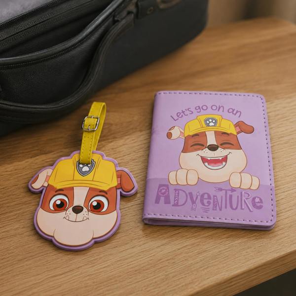 Widdop & Co Paw Patrol Rubble PU Leather Passport and Luggage Tag Multi