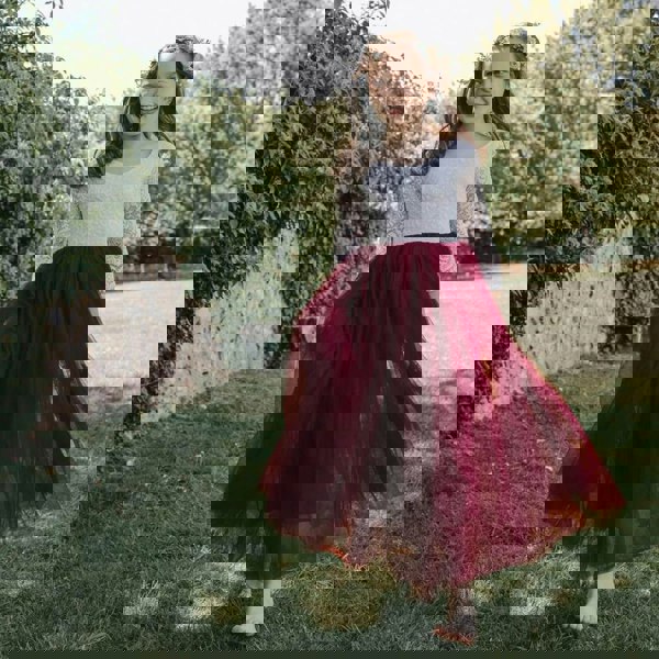 Bohemian Classic Long Sleeve Dress - Wine