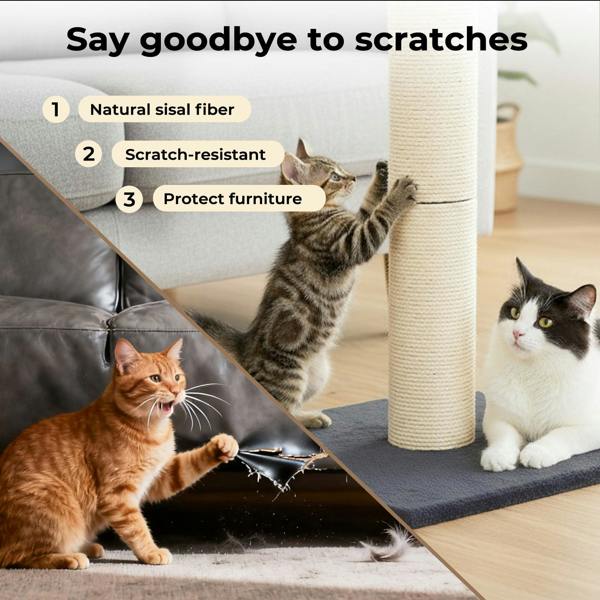 Skylos Tall Cat Scratching Post Natural Sisal Pole Hevay Duty Base Scratcher Toy