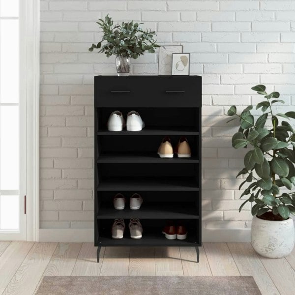 Berkfield Shoe Cabinet Black 60x35x105 cm Engineered Wood