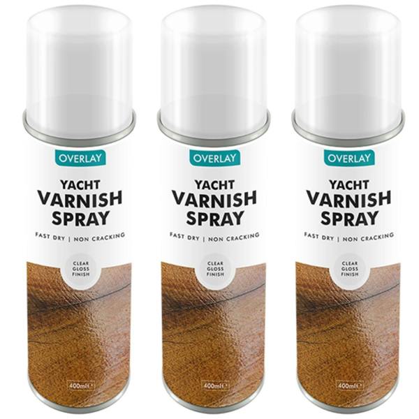 Overlay 3X Overlay Clear Gloss Yacht Varnish Professional Spray Paint 400ml