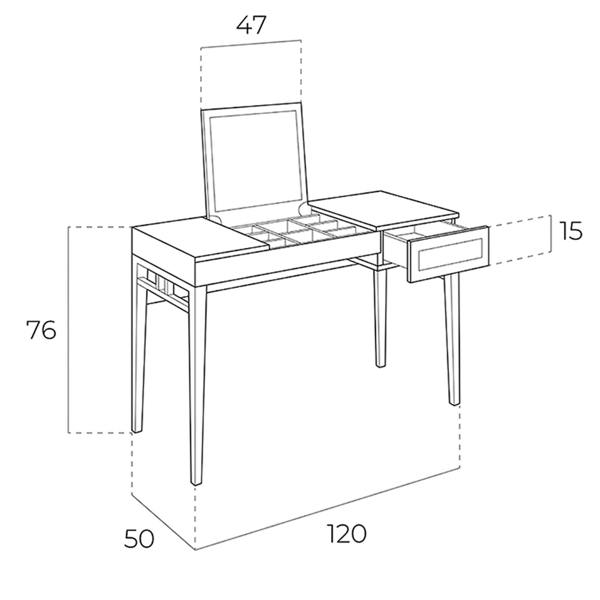 Angel Cerdá Grey Wood and Walnut Dressing Table With Mirror 7001