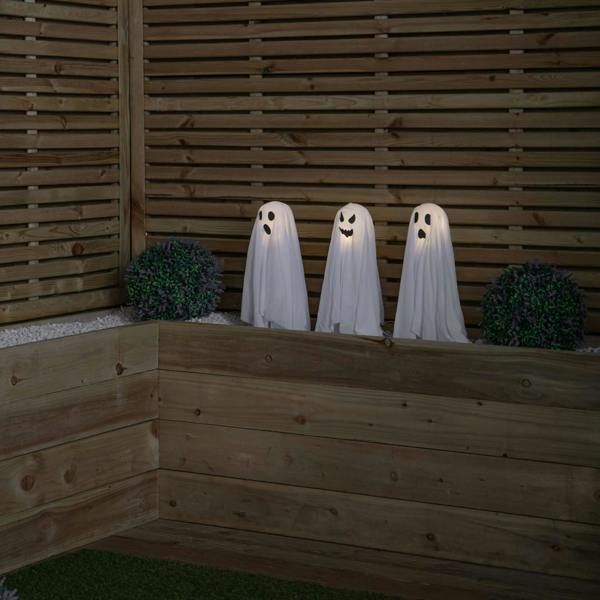 Samuel Alexander 51cm Set of 3 Battery Powered Light up Ghost Halloween Path Lights with LEDs