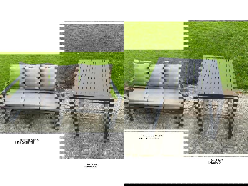 Fimous 9 Seater Aluminium Garden Furniture Set with Adjustable Rising Dining Table, 2 Side Tables - Dark Grey