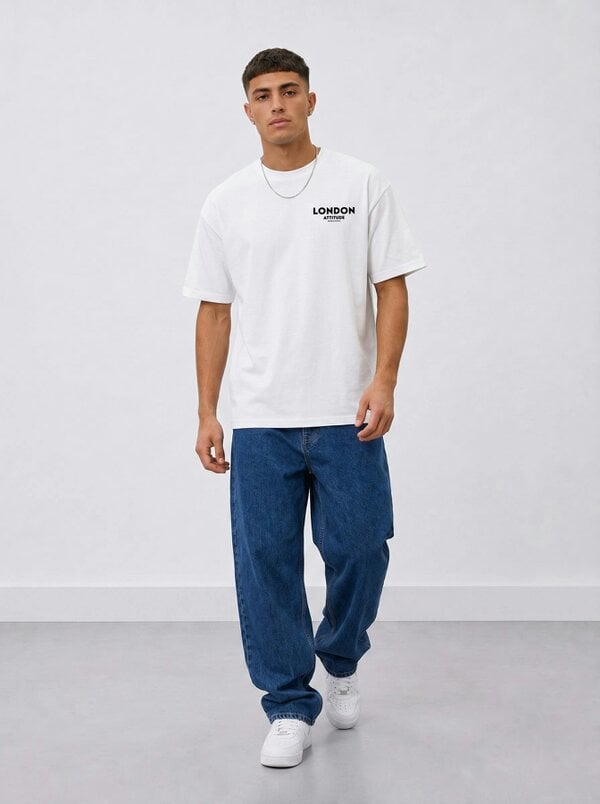 London Attitude Tokyo Dragon Oversized Heavyweight Cotton White T-Shirt