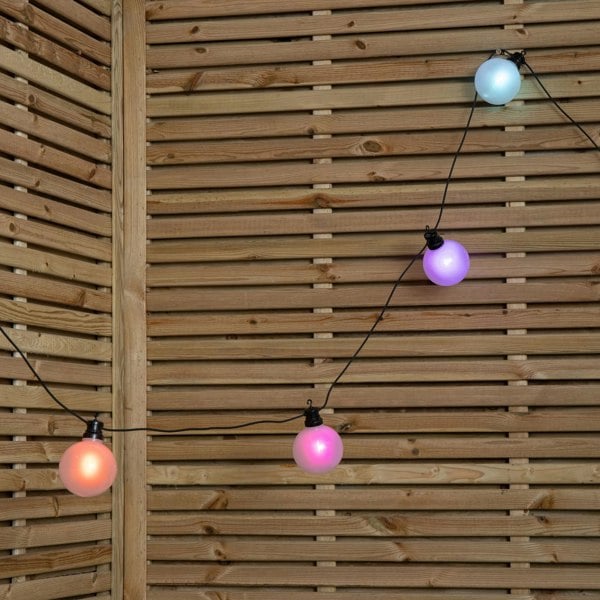 Samuel Alexander 4.5m Set of 10 Frosted Ball Style Cap String Lights with Filament in Rainbow