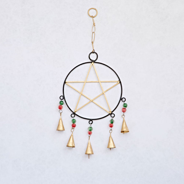 Paper High Recycled Iron Star and Bells Wind Chime